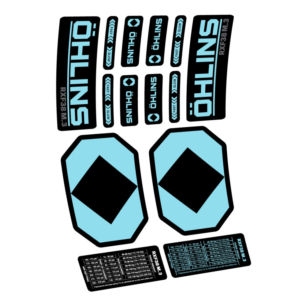 Stickers Öhlins RXF 38 M3 2027 compatibles - Autocollants fourche VTT