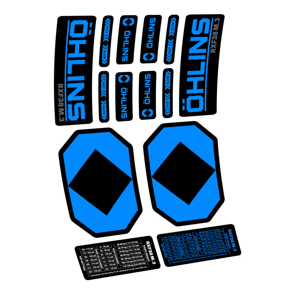 Stickers Öhlins RXF 38 M3 2027 compatibles - Autocollants fourche VTT