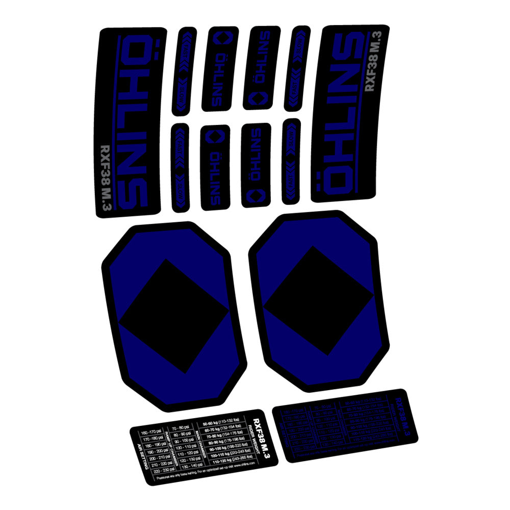 Stickers Öhlins RXF 38 M3 2027 compatibles - Autocollants fourche VTT