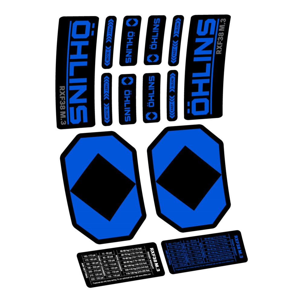 Stickers Öhlins RXF 38 M3 2027 compatibles - Autocollants fourche VTT