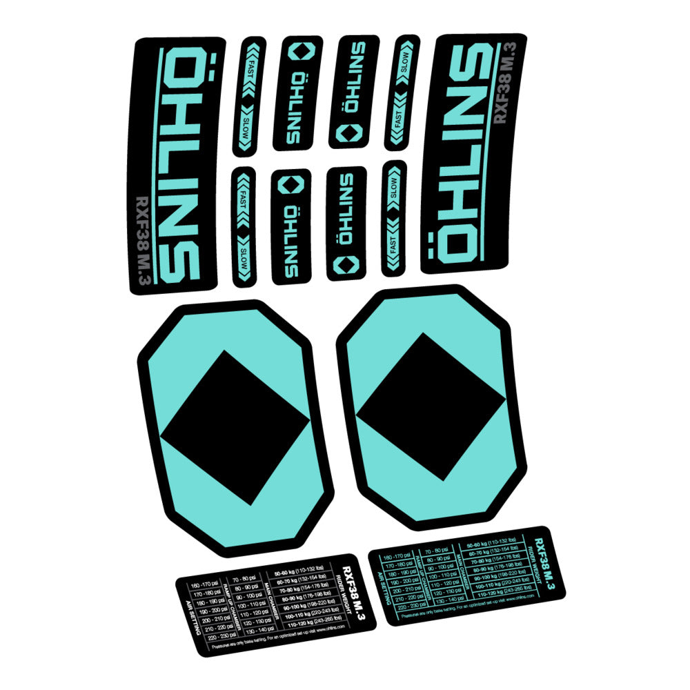 Stickers Öhlins RXF 38 M3 2027 compatibles - Autocollants fourche VTT