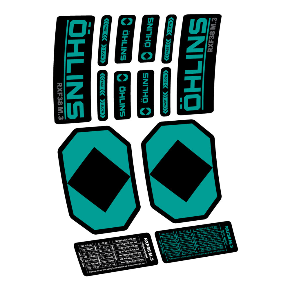 Stickers Öhlins RXF 38 M3 2027 compatibles - Autocollants fourche VTT