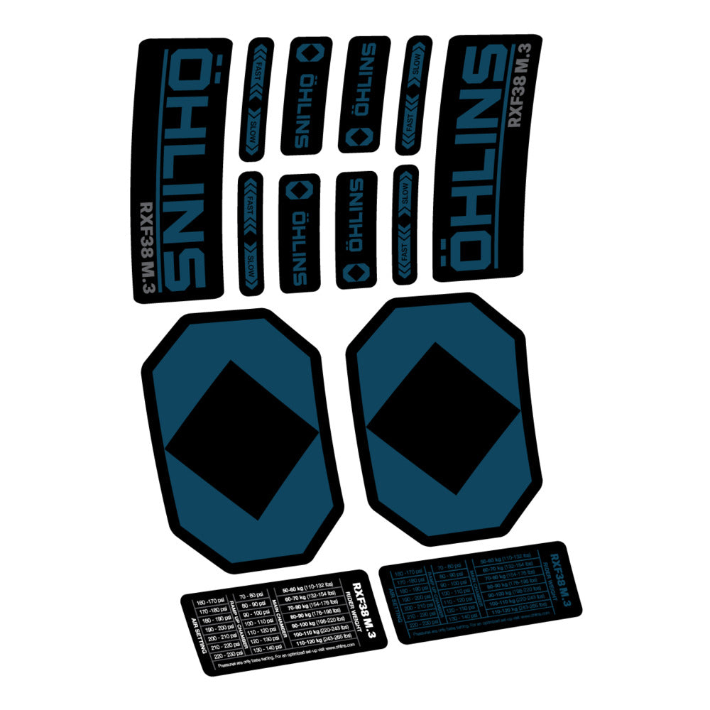 Stickers Öhlins RXF 38 M3 2027 compatibles - Autocollants fourche VTT