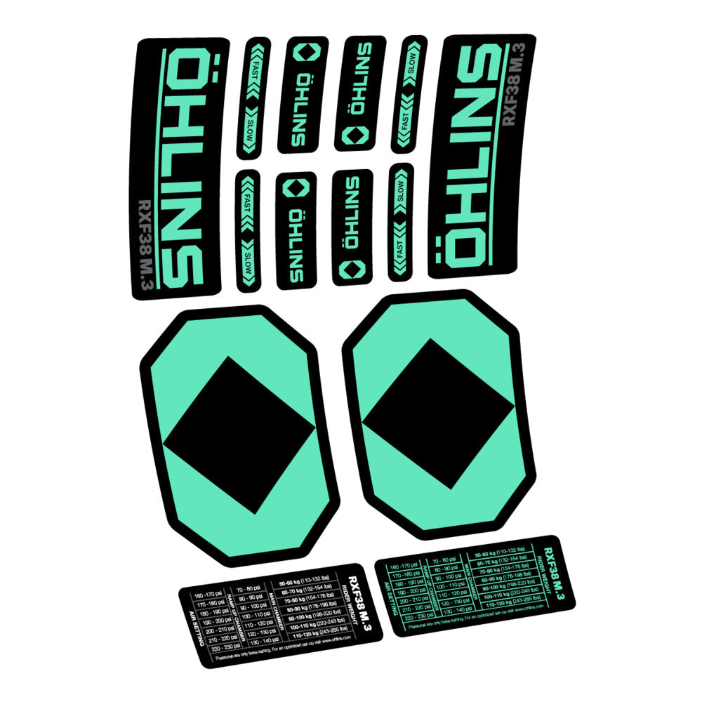 Stickers Öhlins RXF 38 M3 2027 compatibles - Autocollants fourche VTT
