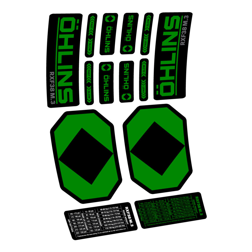 Stickers Öhlins RXF 38 M3 2027 compatibles - Autocollants fourche VTT