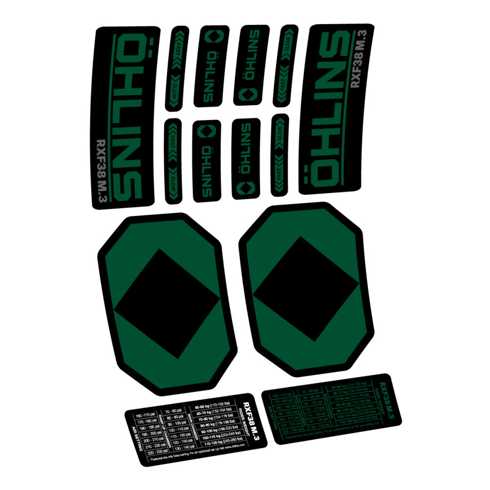 Stickers Öhlins RXF 38 M3 2027 compatibles - Autocollants fourche VTT