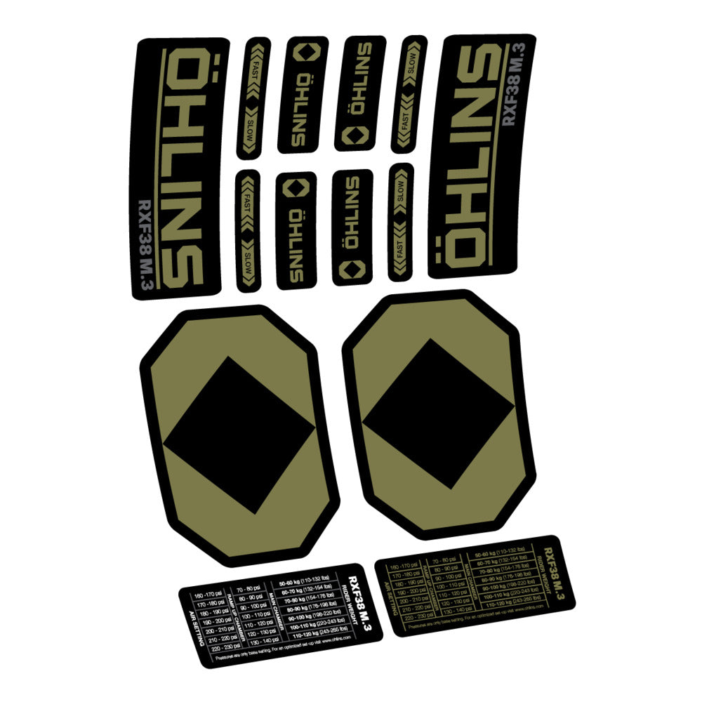 Stickers Öhlins RXF 38 M3 2027 compatibles - Autocollants fourche VTT