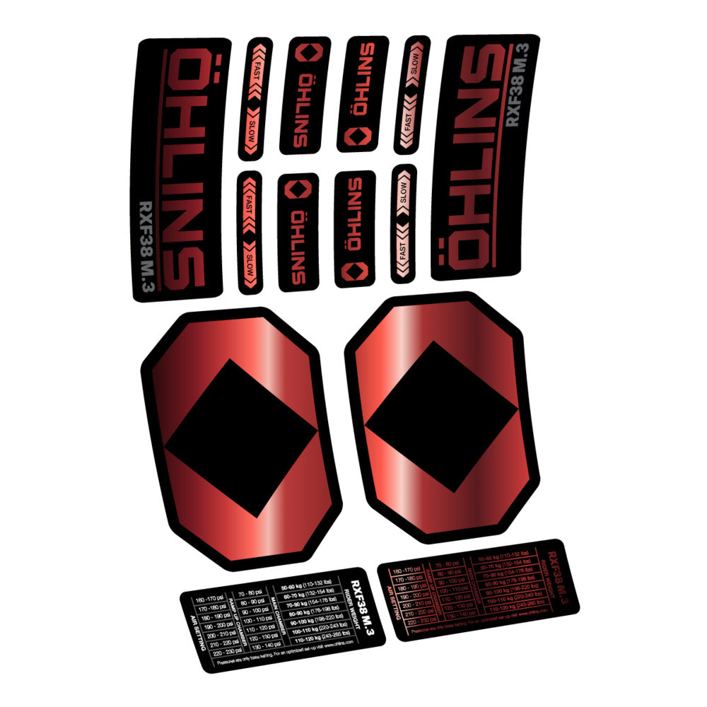 Stickers Öhlins RXF 38 M3 2027 compatibles - Autocollants fourche VTT