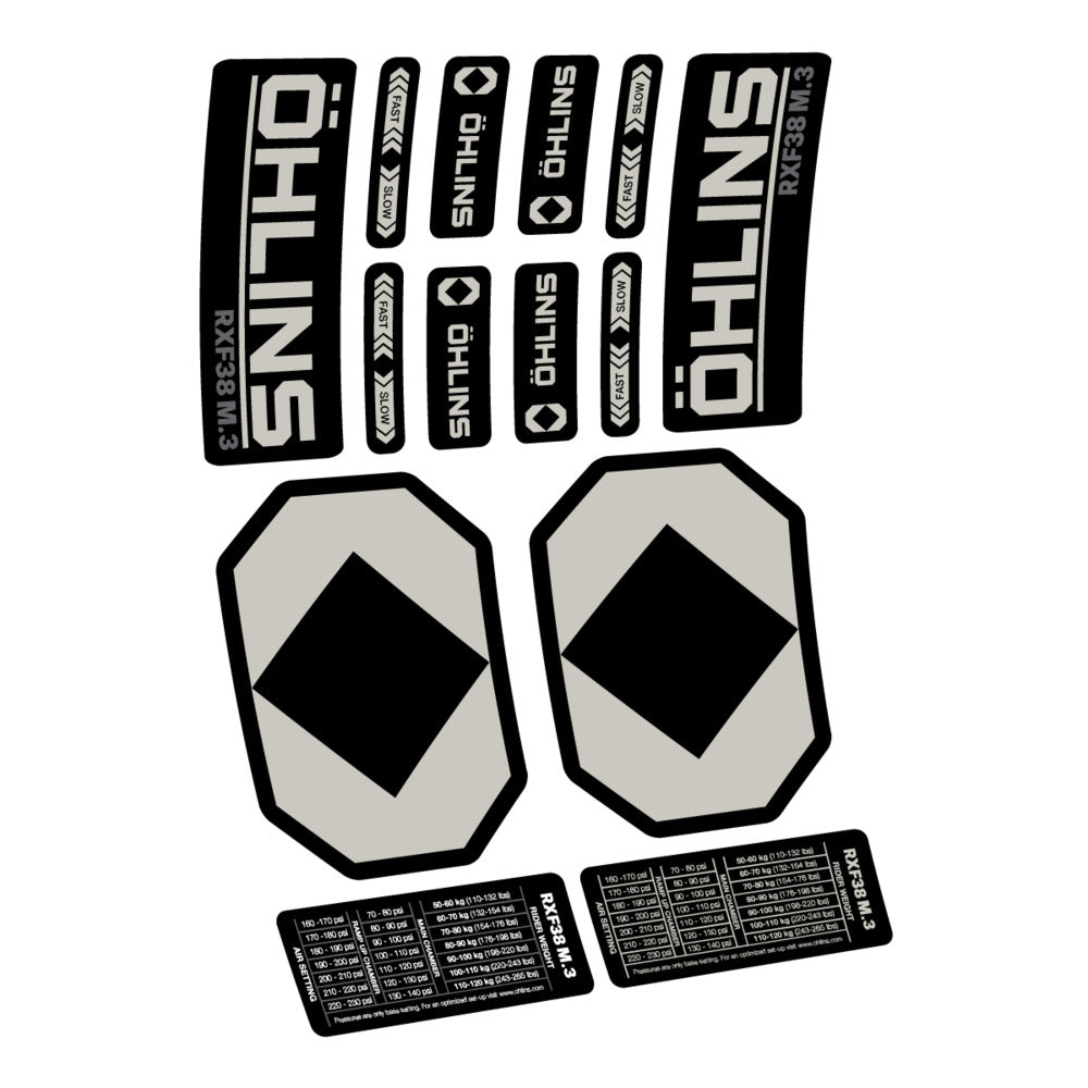 Stickers Öhlins RXF 38 M3 2027 compatibles - Autocollants fourche VTT
