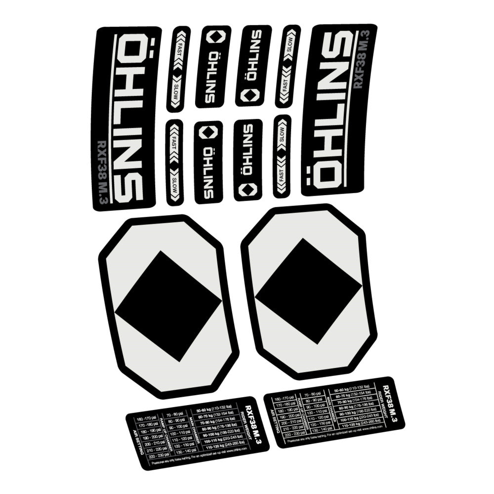 Stickers Öhlins RXF 38 M3 2027 compatibles - Autocollants fourche VTT