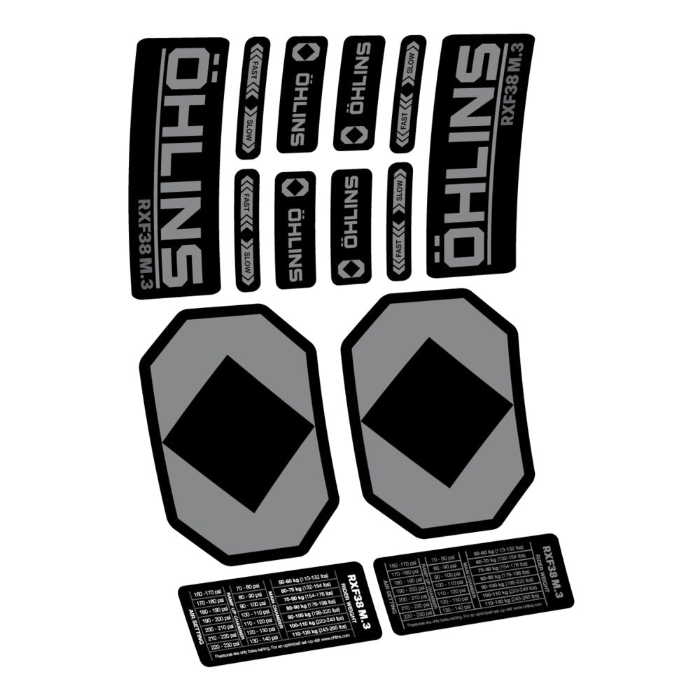 Stickers Öhlins RXF 38 M3 2027 compatibles - Autocollants fourche VTT