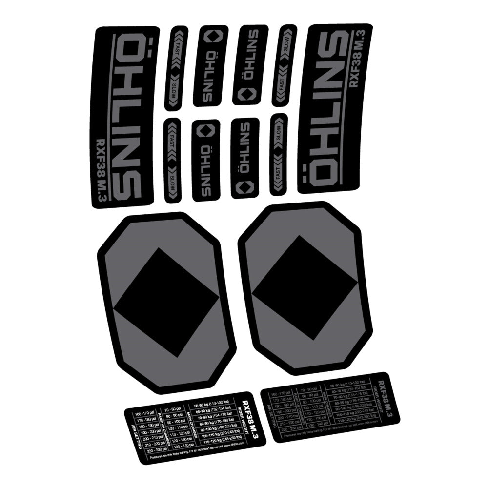 Stickers Öhlins RXF 38 M3 2027 compatibles - Autocollants fourche VTT