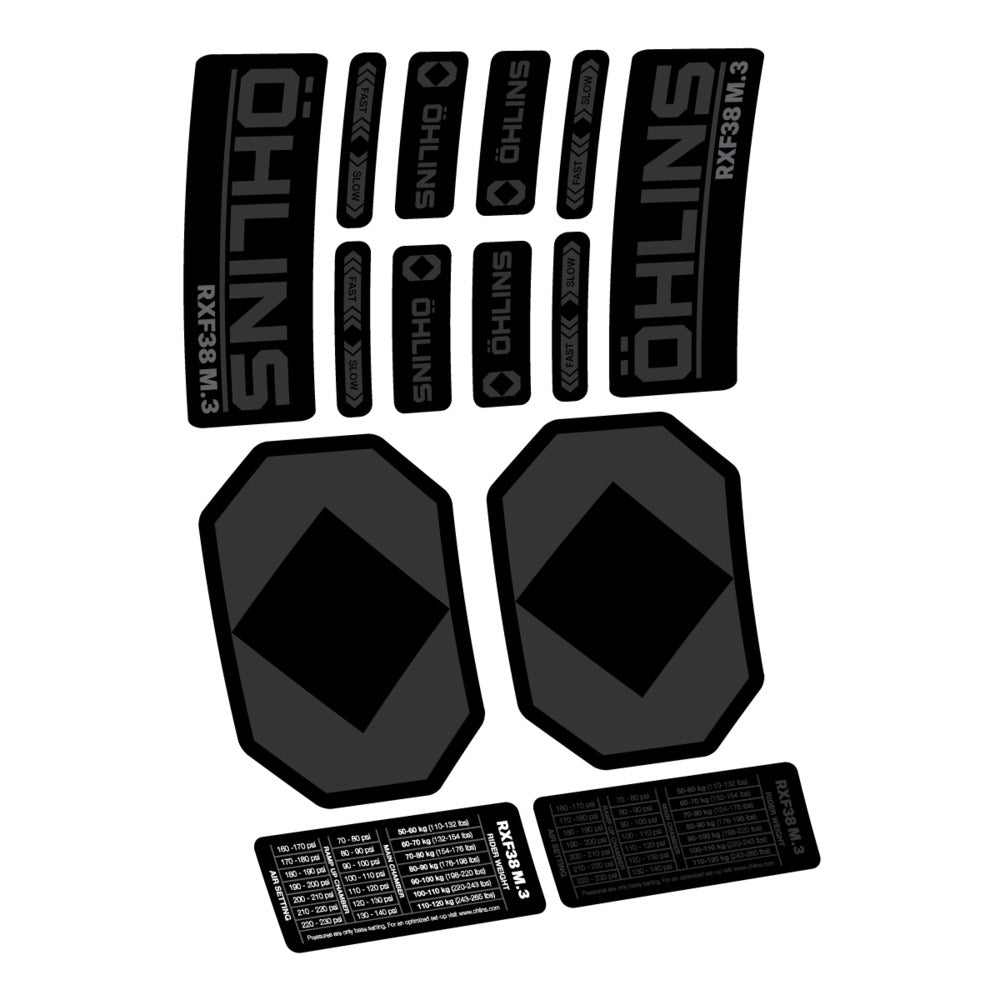 Stickers Öhlins RXF 38 M3 2027 compatibles - Autocollants fourche VTT