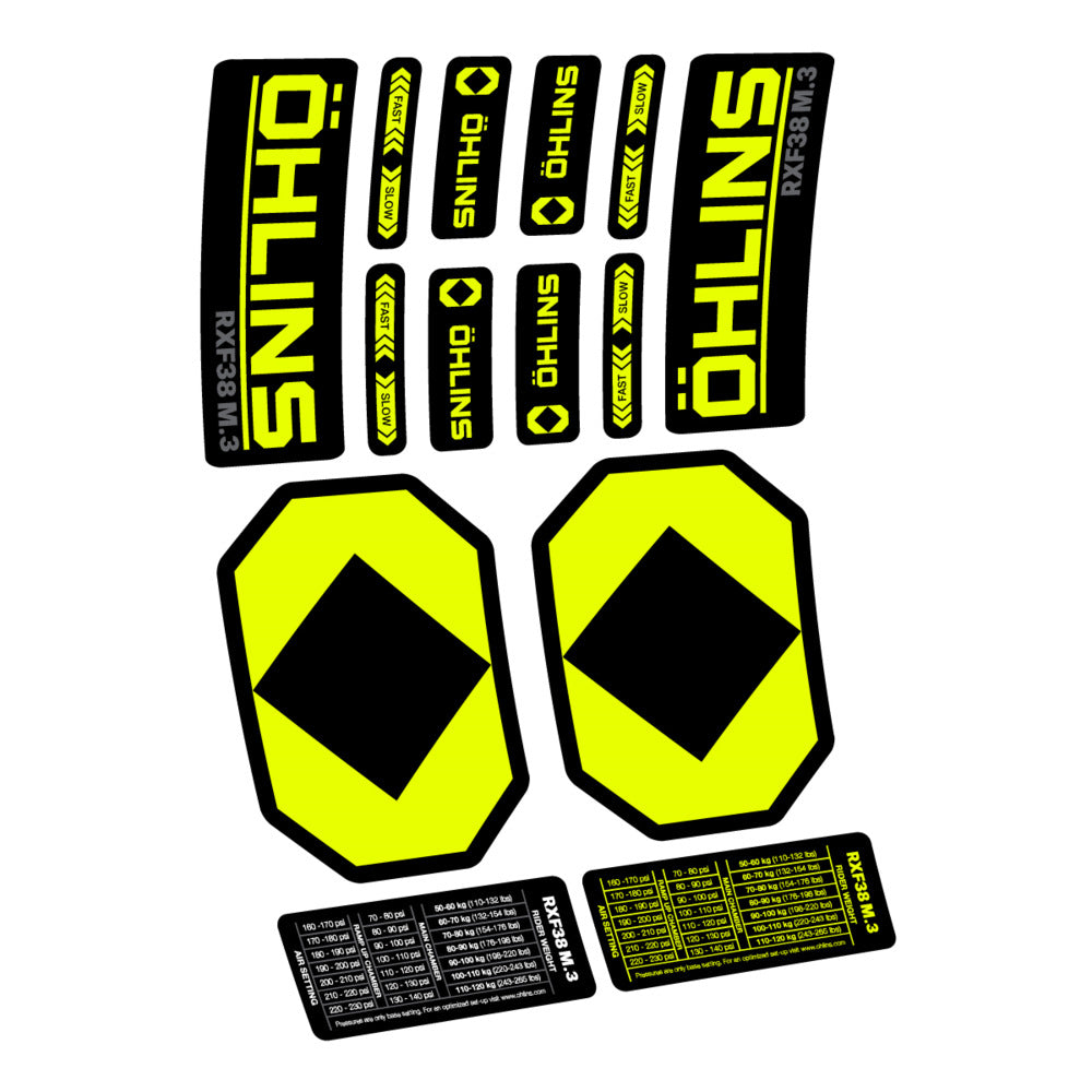 Stickers Öhlins RXF 38 M3 2027 compatibles - Autocollants fourche VTT