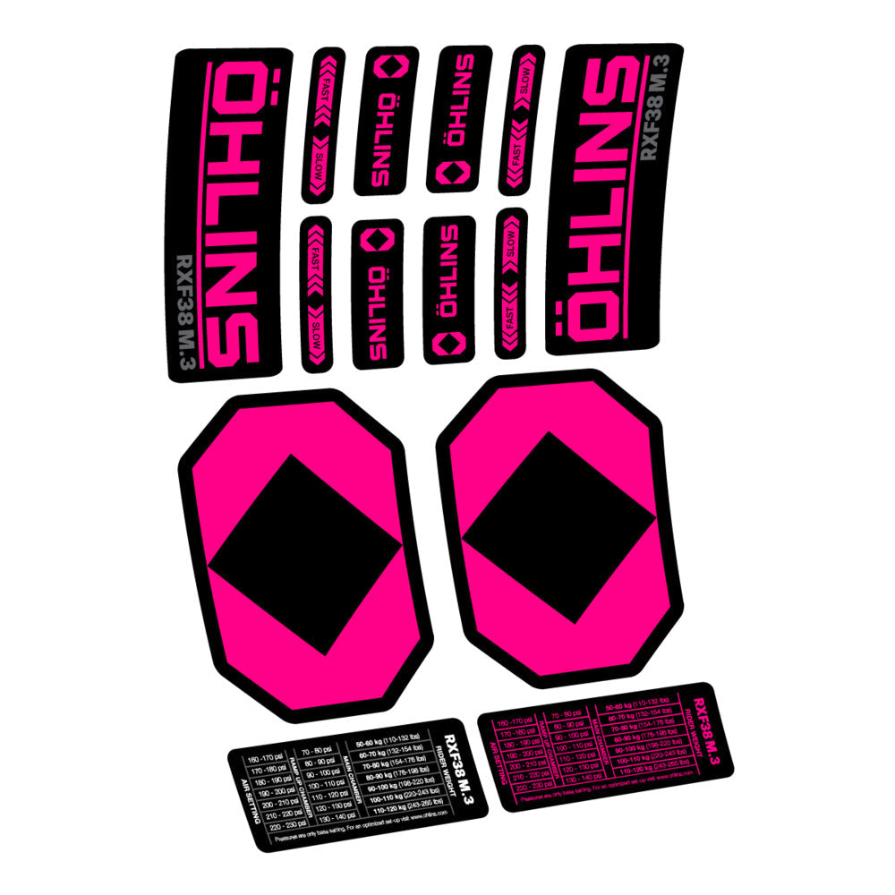 Stickers Öhlins RXF 38 M3 2027 compatibles - Autocollants fourche VTT