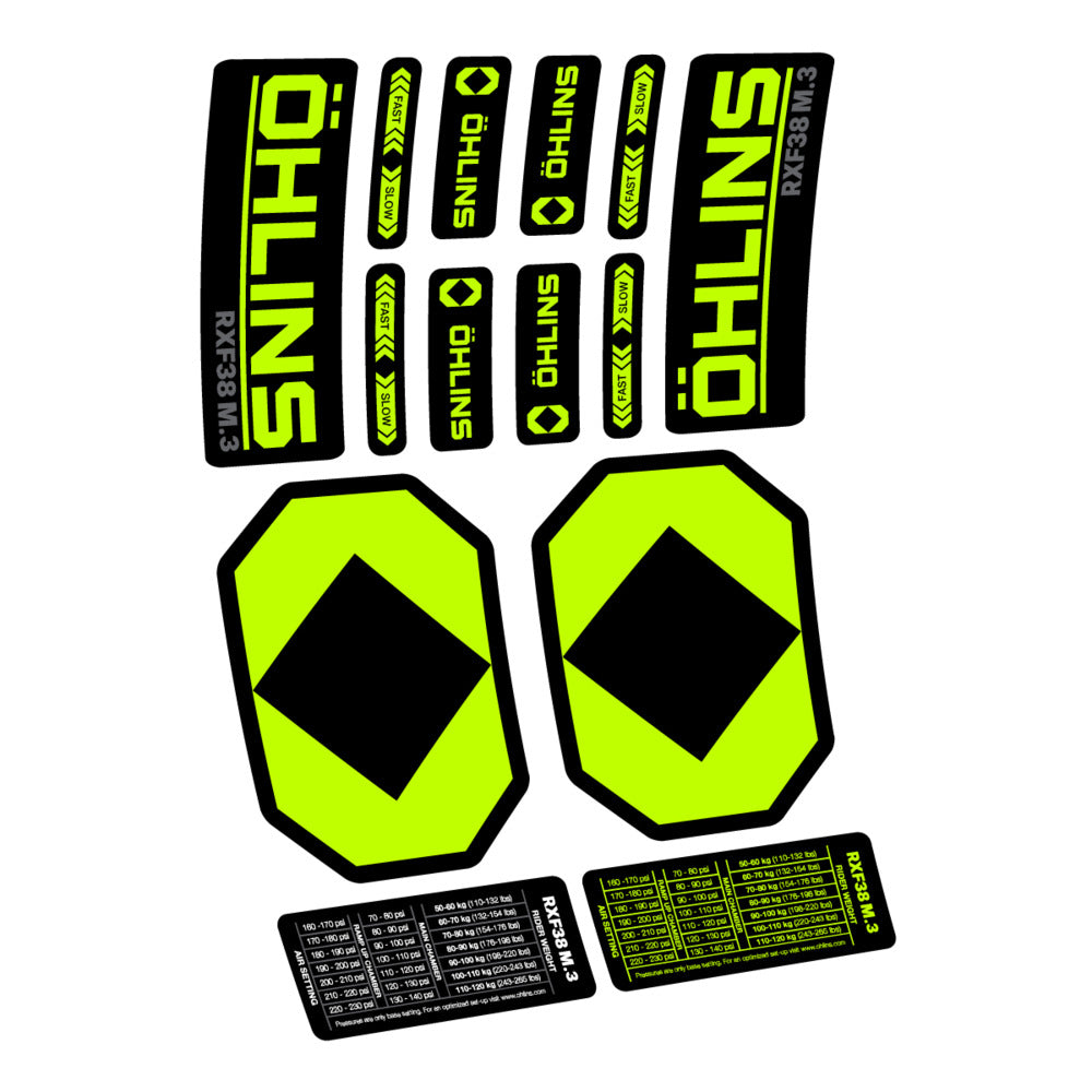 Stickers Öhlins RXF 38 M3 2027 compatibles - Autocollants fourche VTT