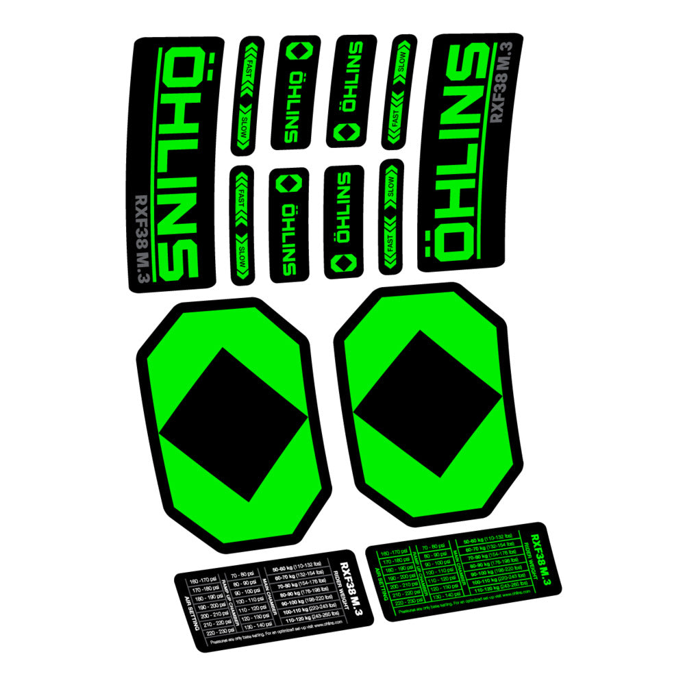 Stickers Öhlins RXF 38 M3 2027 compatibles - Autocollants fourche VTT