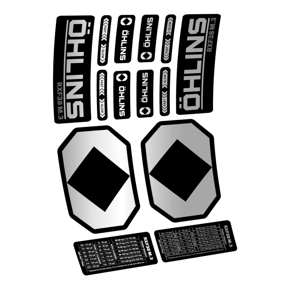 Stickers Öhlins RXF 38 M3 2027 compatibles - Autocollants fourche VTT