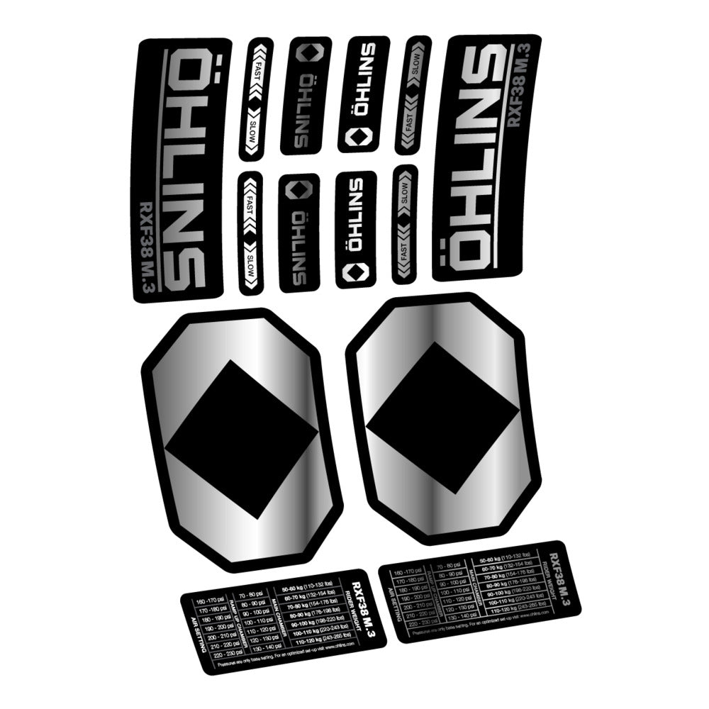 Stickers Öhlins RXF 38 M3 2027 compatibles - Autocollants fourche VTT