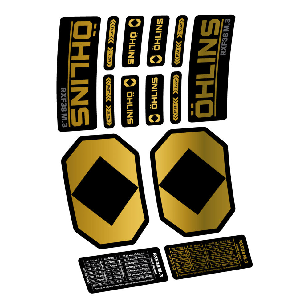 Stickers Öhlins RXF 38 M3 2027 compatibles - Autocollants fourche VTT