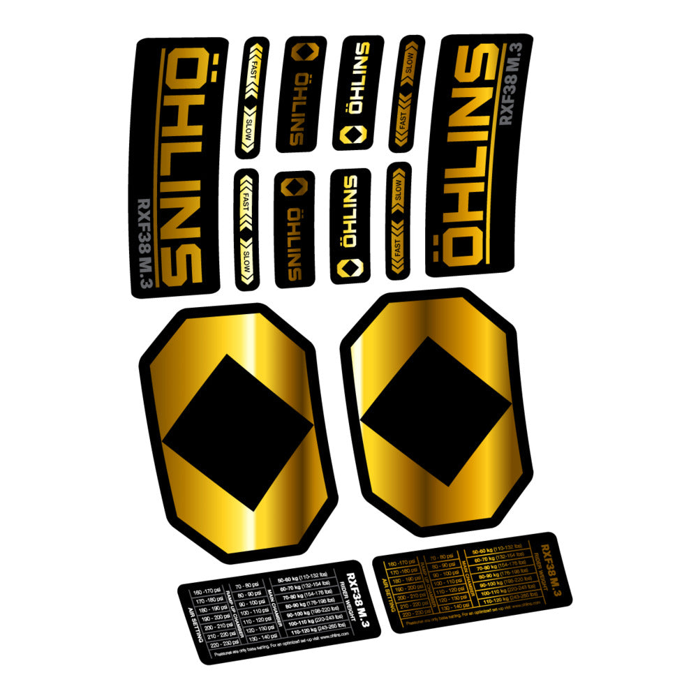 Stickers Öhlins RXF 38 M3 2027 compatibles - Autocollants fourche VTT