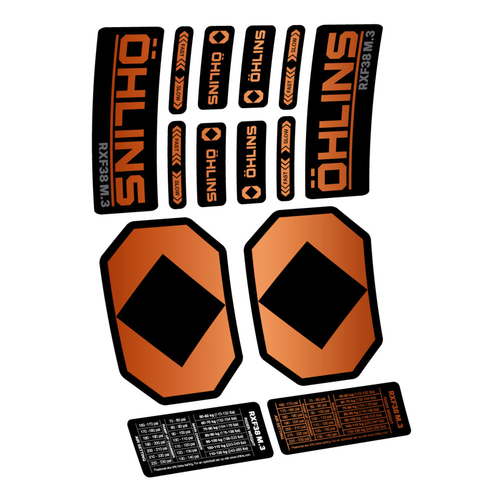 Stickers Öhlins RXF 38 M3 2027 compatibles - Autocollants fourche VTT