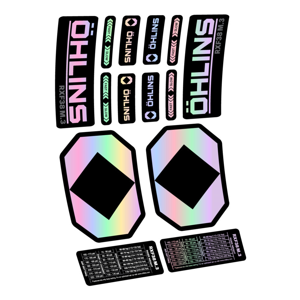 Stickers Öhlins RXF 38 M3 2027 compatibles - Autocollants fourche VTT