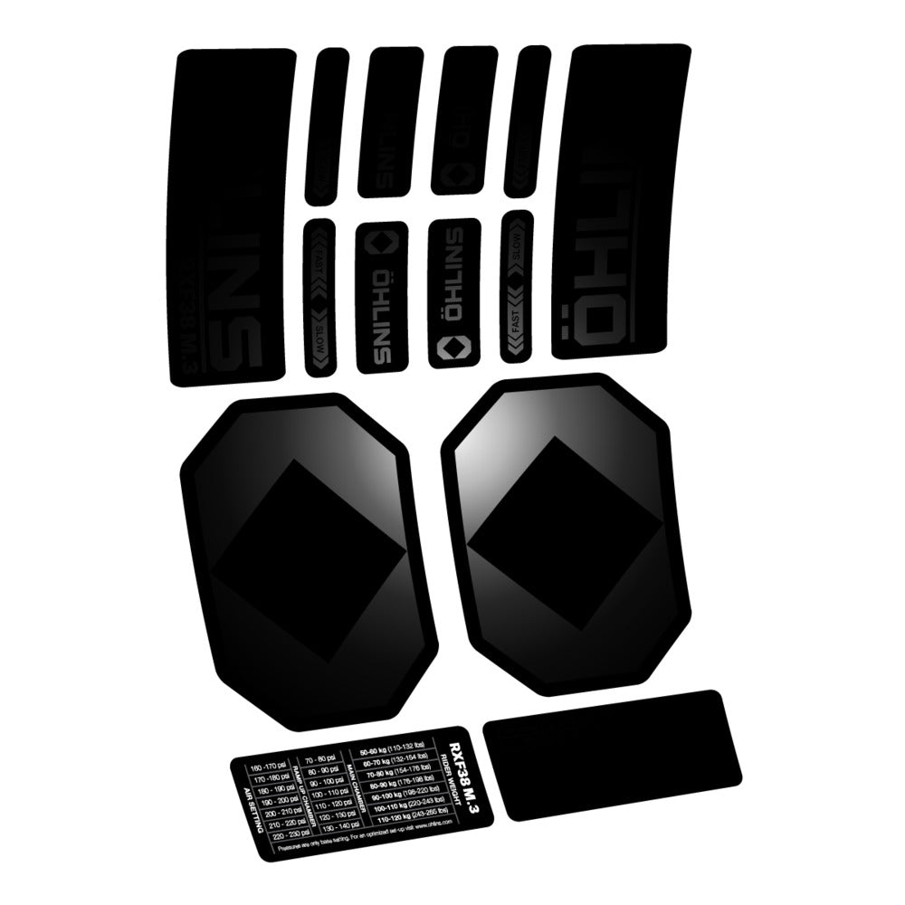 Stickers Öhlins RXF 38 M3 2027 compatibles - Autocollants fourche VTT