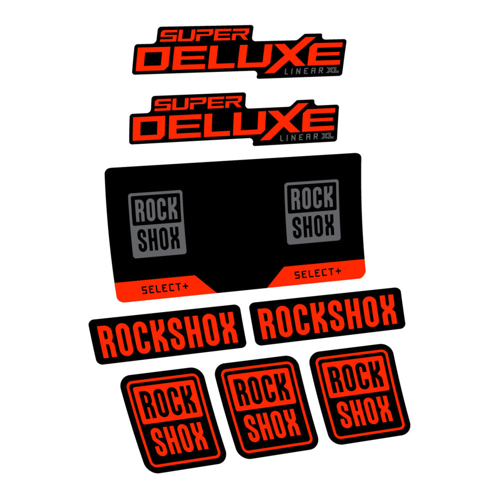 Stickers RockShox Super Deluxe Select 2027 v2 compatibles - Autocollants amortisseur VTT