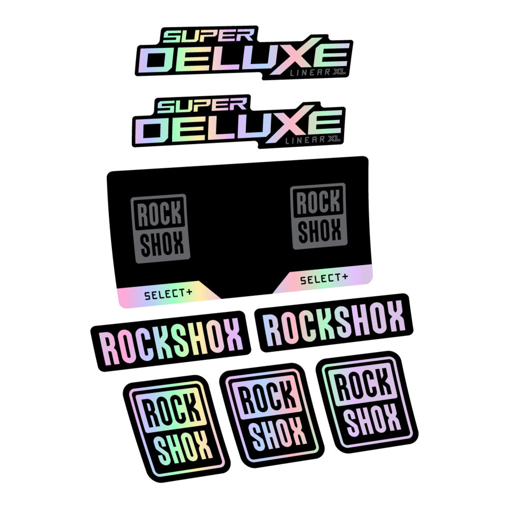 Stickers RockShox Super Deluxe Select 2027 v2 compatibles - Autocollants amortisseur VTT