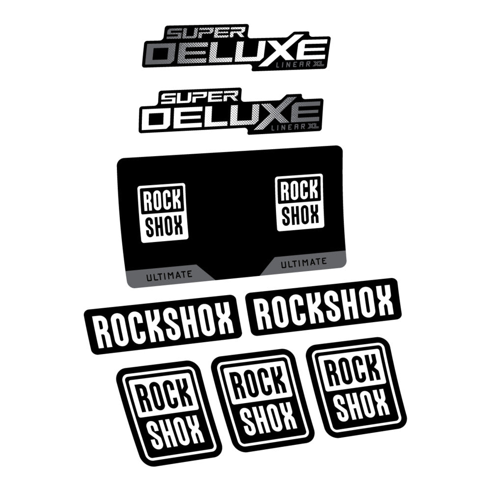Stickers RockShox Super Deluxe Ultimate Flight Attendant 2027 compatibles - Autocollants amortisseur VTT