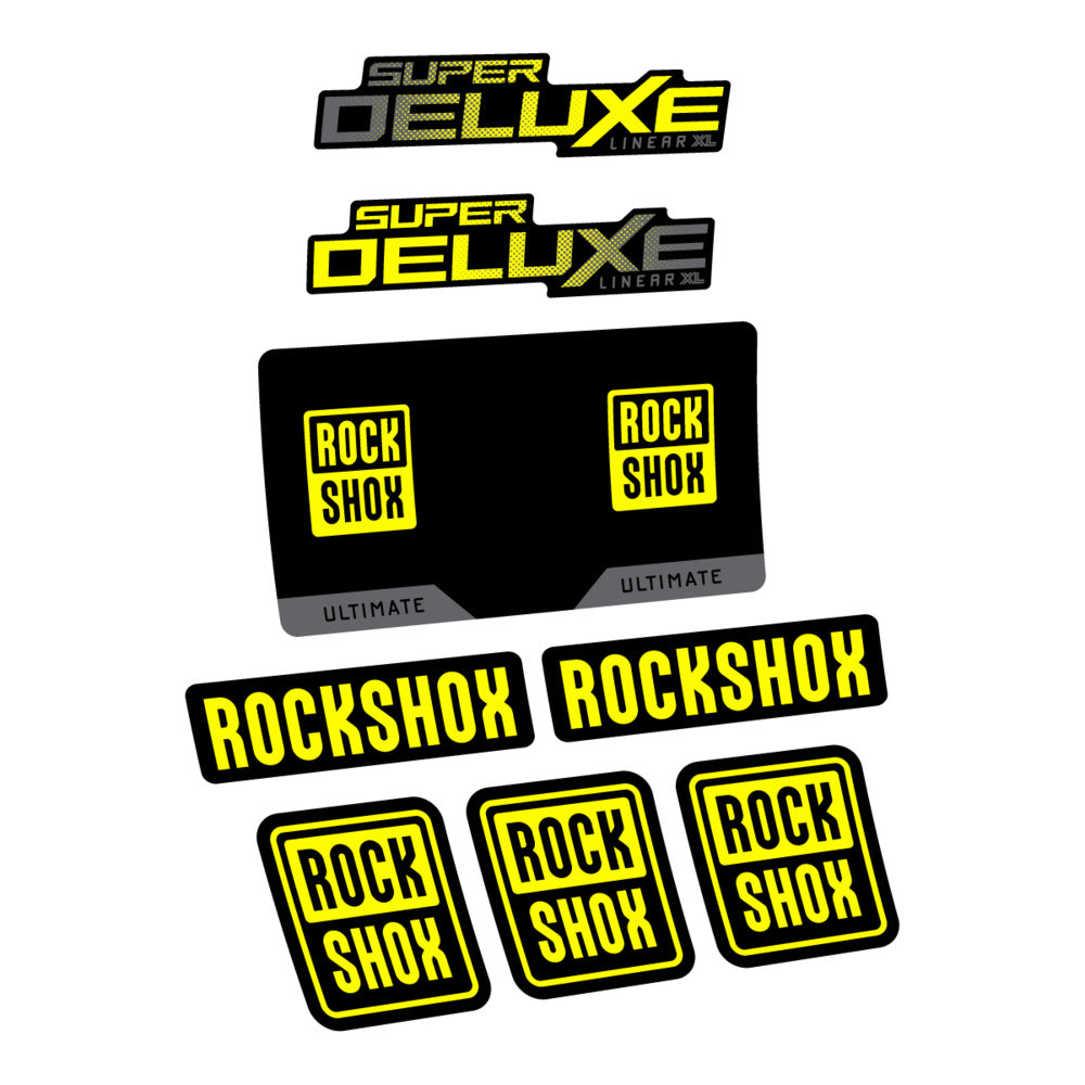 Stickers RockShox Super Deluxe Ultimate Flight Attendant 2027 compatibles - Autocollants amortisseur VTT