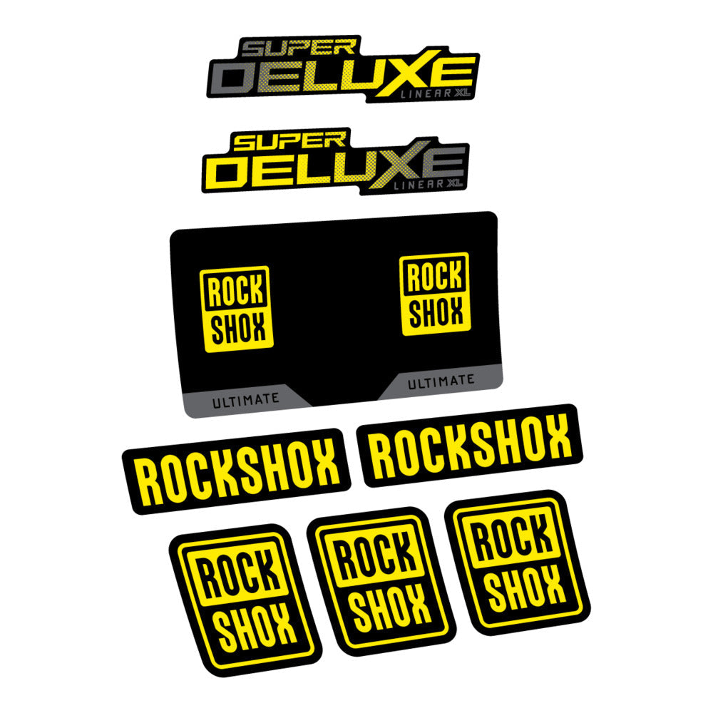 Stickers RockShox Super Deluxe Ultimate Flight Attendant 2027 compatibles - Autocollants amortisseur VTT