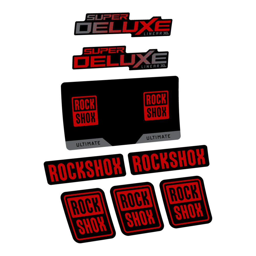 Stickers RockShox Super Deluxe Ultimate Flight Attendant 2027 compatibles - Autocollants amortisseur VTT