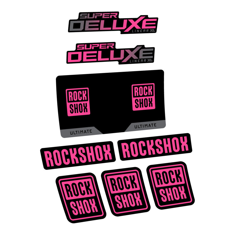Stickers RockShox Super Deluxe Ultimate Flight Attendant 2027 compatibles - Autocollants amortisseur VTT