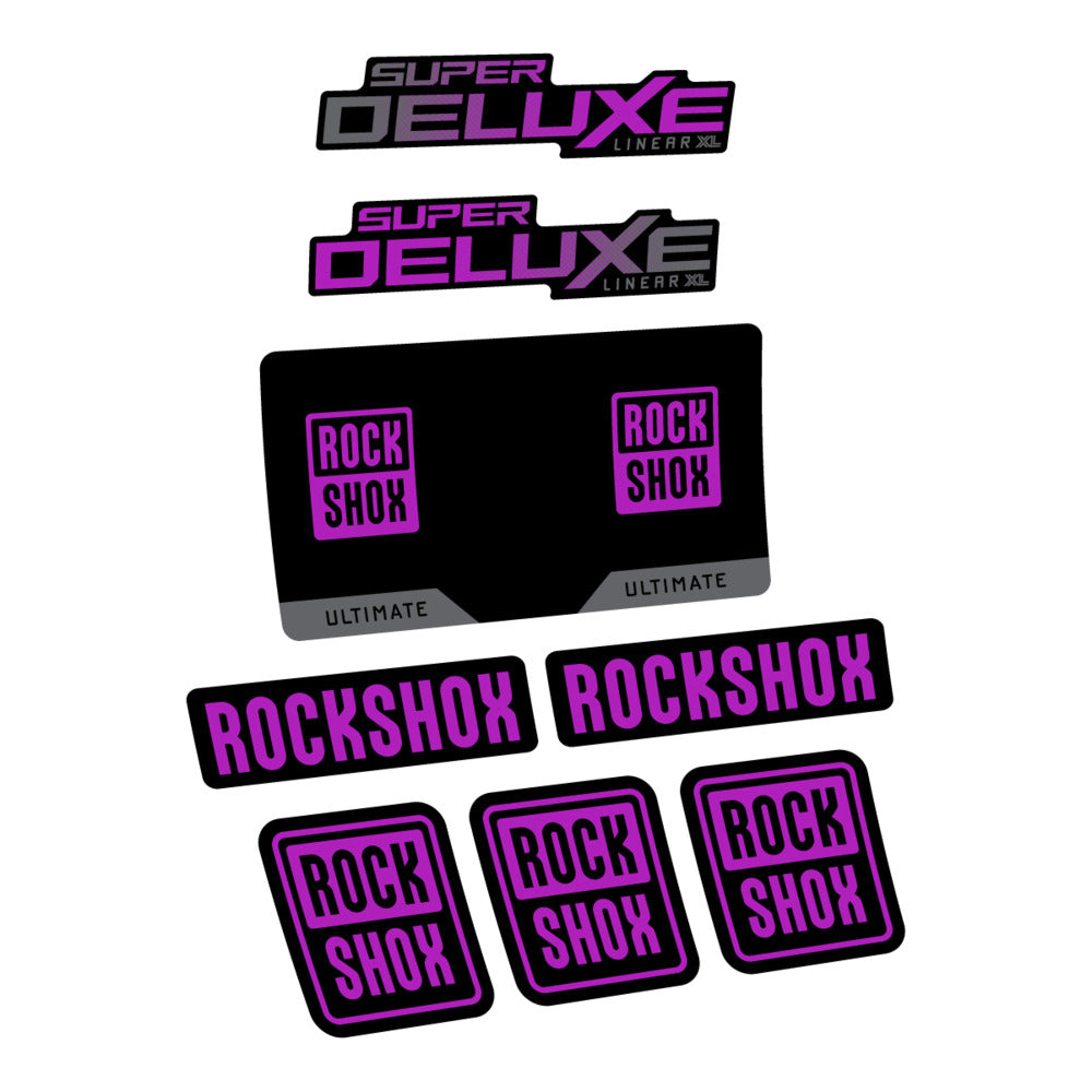 Stickers RockShox Super Deluxe Ultimate Flight Attendant 2027 compatibles - Autocollants amortisseur VTT