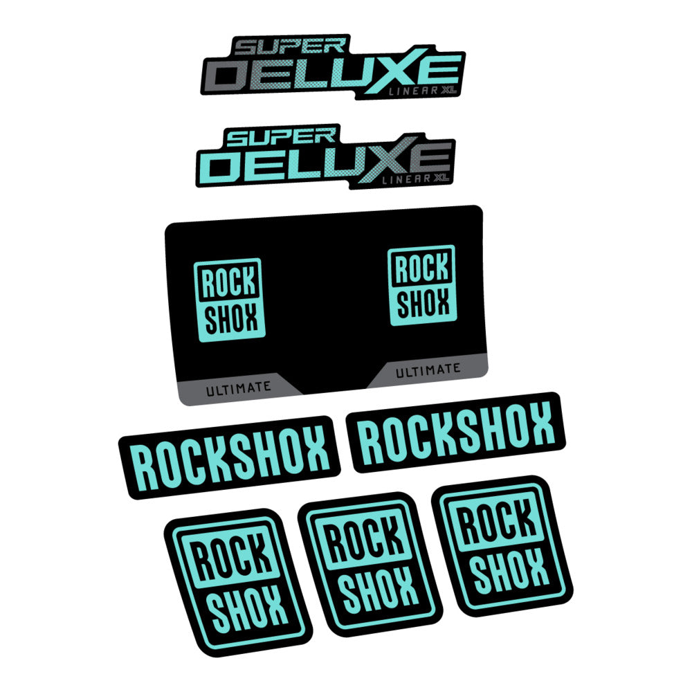 Stickers RockShox Super Deluxe Ultimate Flight Attendant 2027 compatibles - Autocollants amortisseur VTT