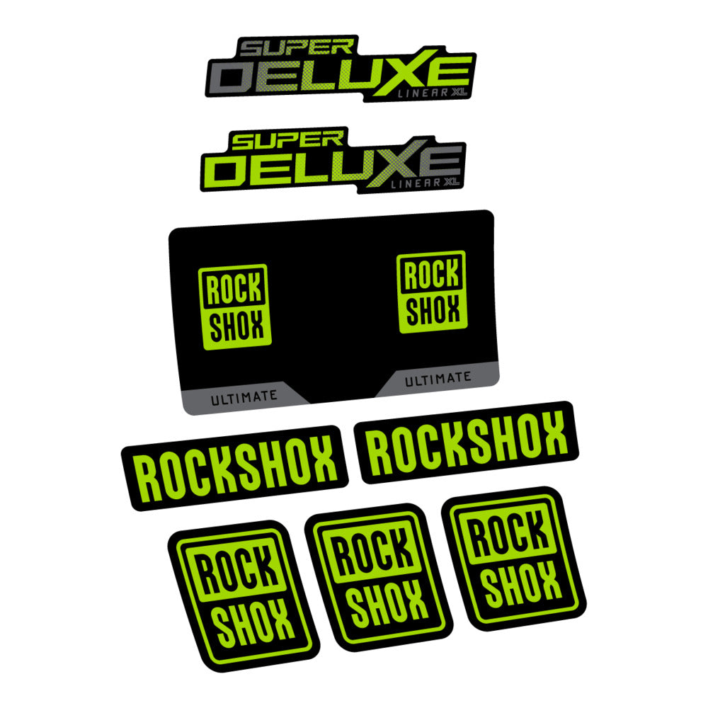 Stickers RockShox Super Deluxe Ultimate Flight Attendant 2027 compatibles - Autocollants amortisseur VTT