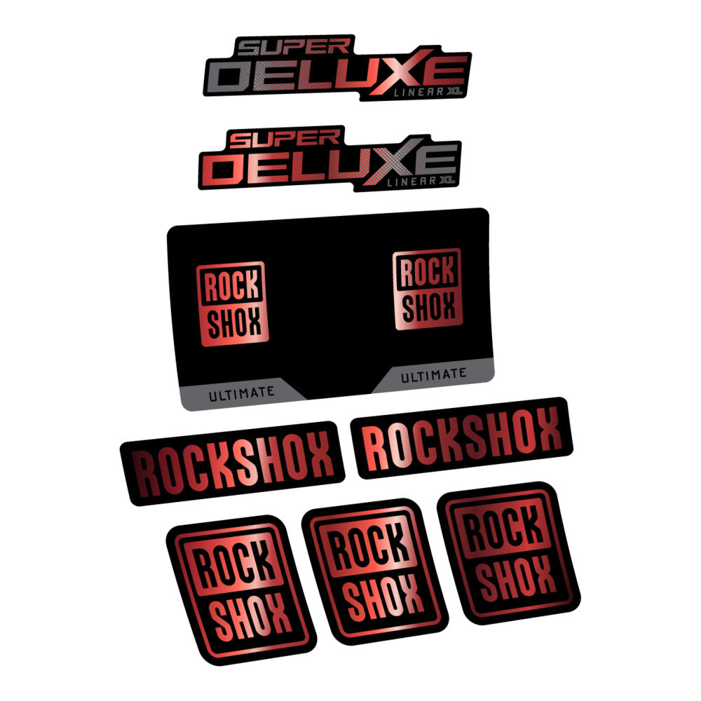 Stickers RockShox Super Deluxe Ultimate Flight Attendant 2027 compatibles - Autocollants amortisseur VTT