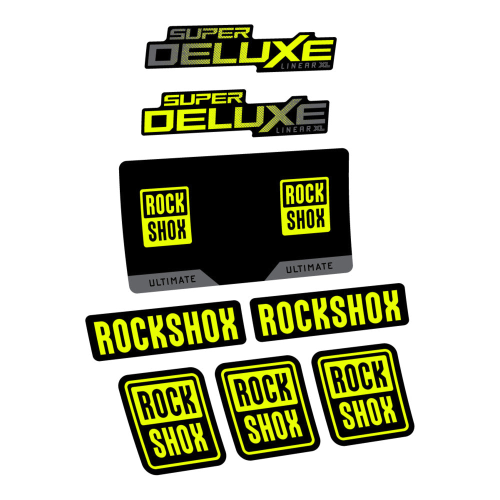Stickers RockShox Super Deluxe Ultimate Flight Attendant 2027 compatibles - Autocollants amortisseur VTT