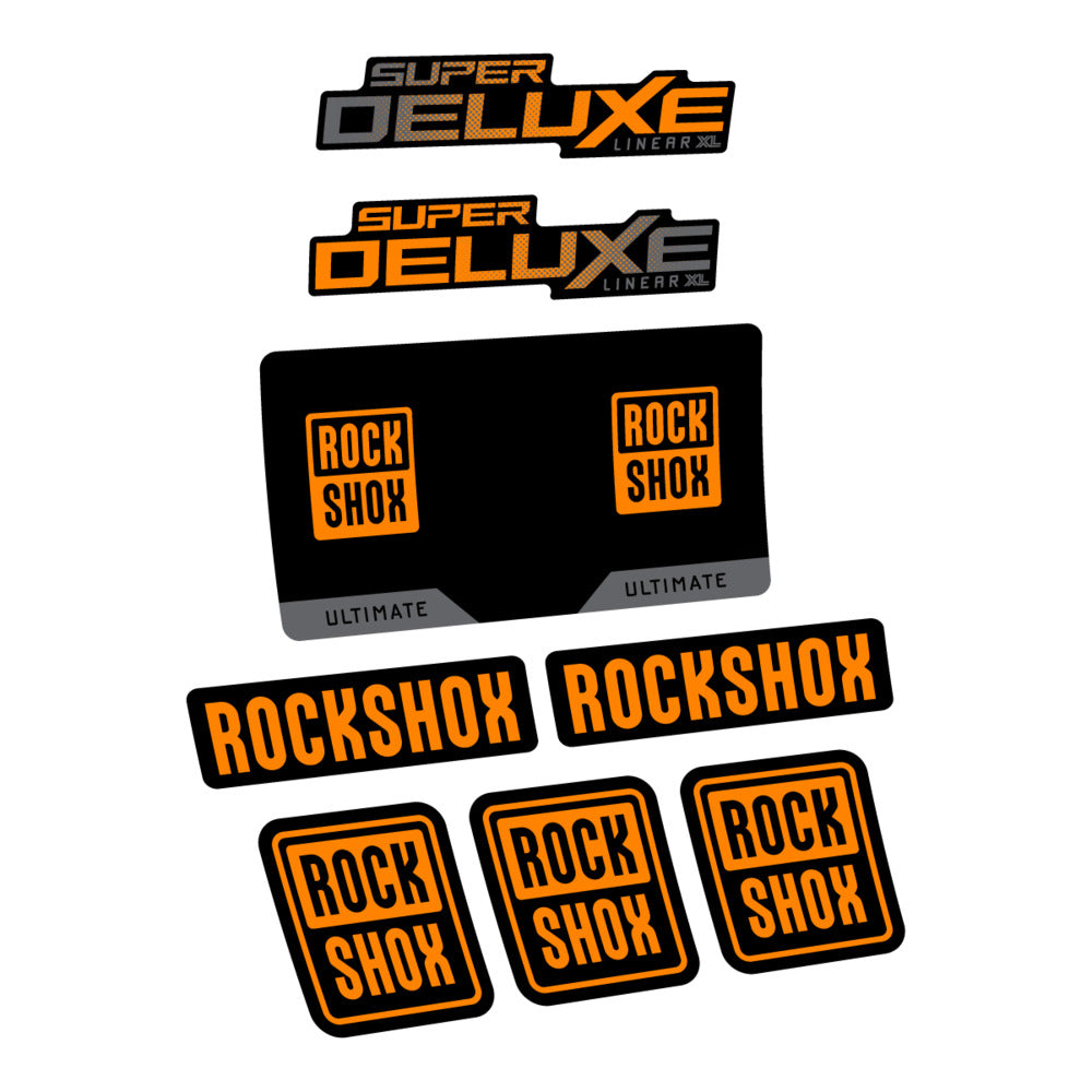 Stickers RockShox Super Deluxe Ultimate Flight Attendant 2027 compatibles - Autocollants amortisseur VTT