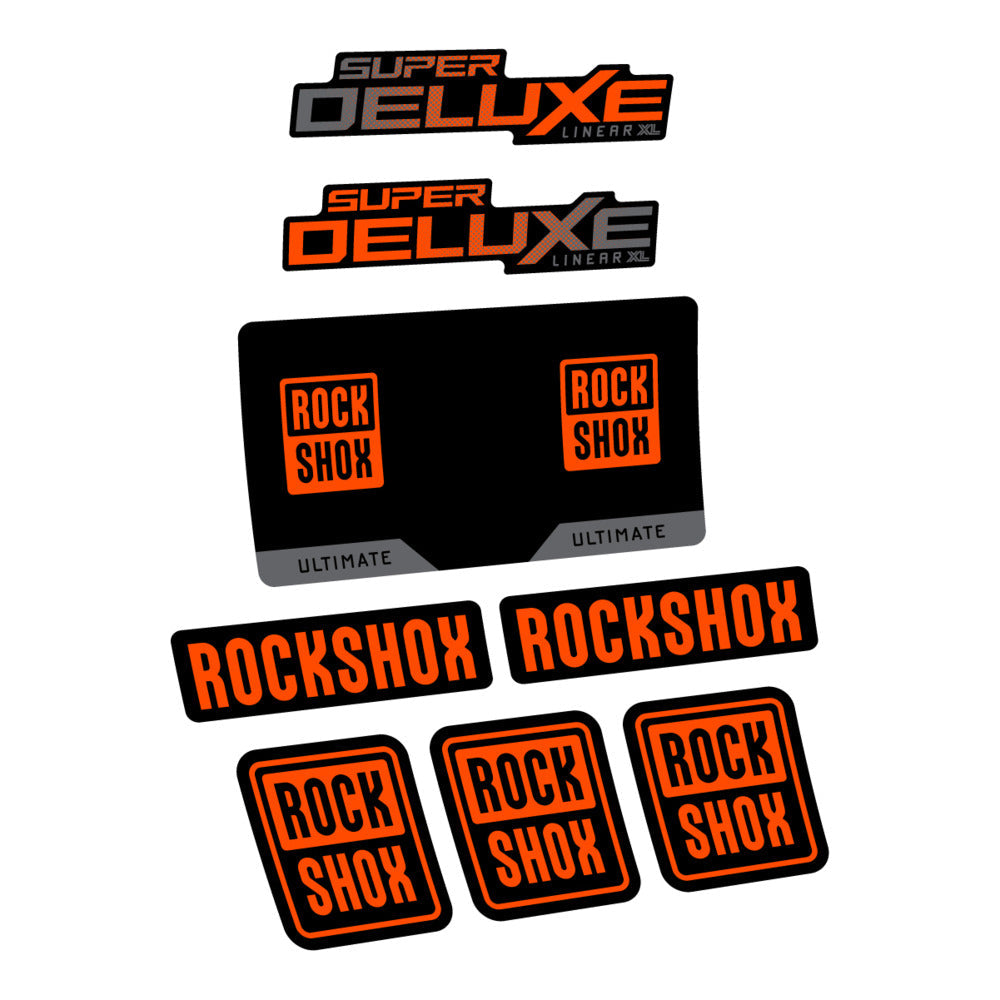 Stickers RockShox Super Deluxe Ultimate Flight Attendant 2027 compatibles - Autocollants amortisseur VTT