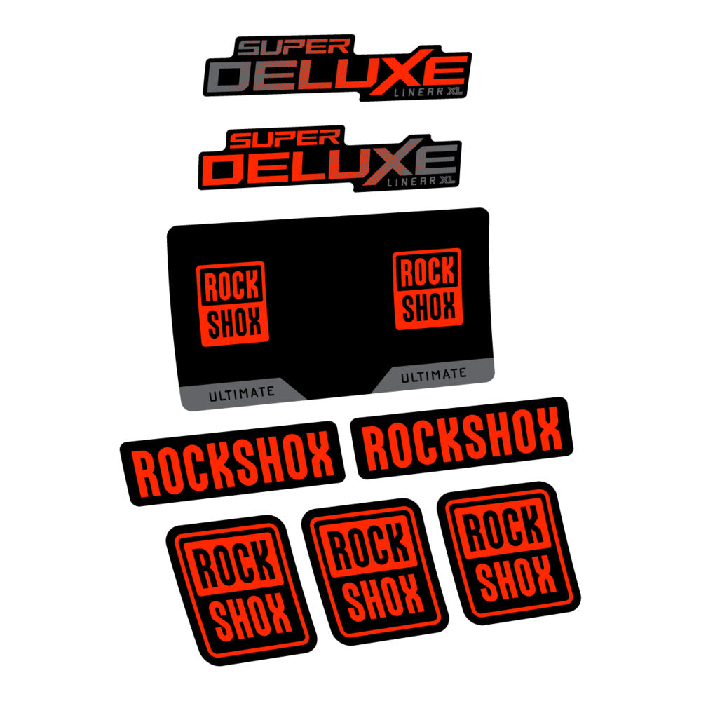 Stickers RockShox Super Deluxe Ultimate Flight Attendant 2027 compatibles - Autocollants amortisseur VTT