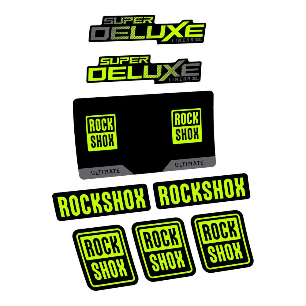 Stickers RockShox Super Deluxe Ultimate Flight Attendant 2027 compatibles - Autocollants amortisseur VTT