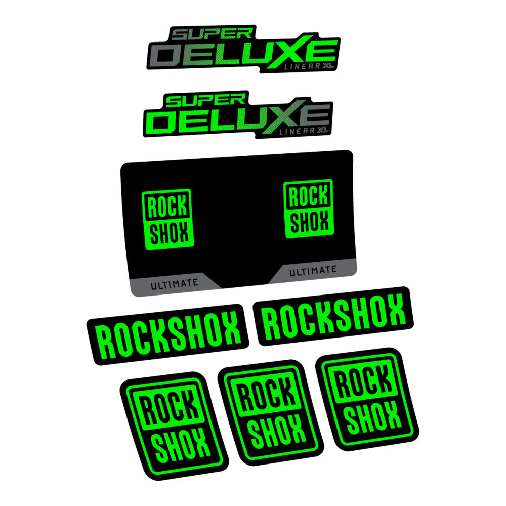 Stickers RockShox Super Deluxe Ultimate Flight Attendant 2027 compatibles - Autocollants amortisseur VTT