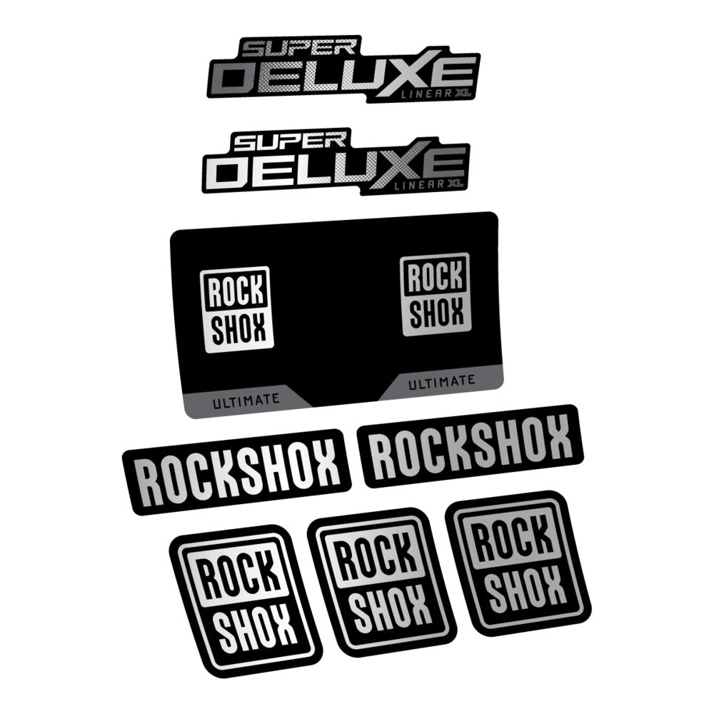 Stickers RockShox Super Deluxe Ultimate Flight Attendant 2027 compatibles - Autocollants amortisseur VTT