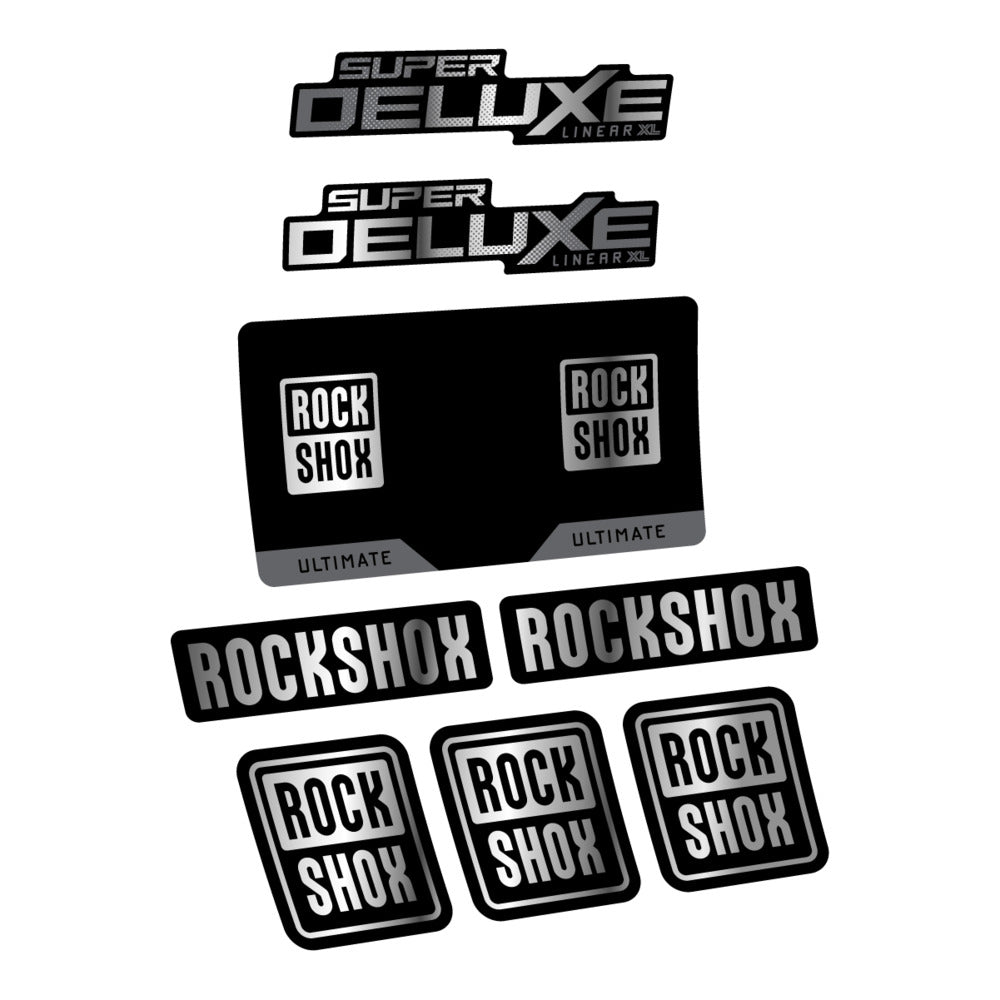 Stickers RockShox Super Deluxe Ultimate Flight Attendant 2027 compatibles - Autocollants amortisseur VTT