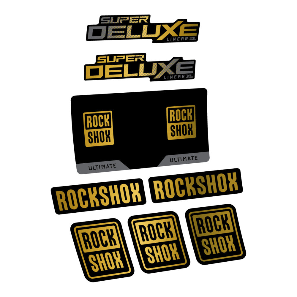 Stickers RockShox Super Deluxe Ultimate Flight Attendant 2027 compatibles - Autocollants amortisseur VTT