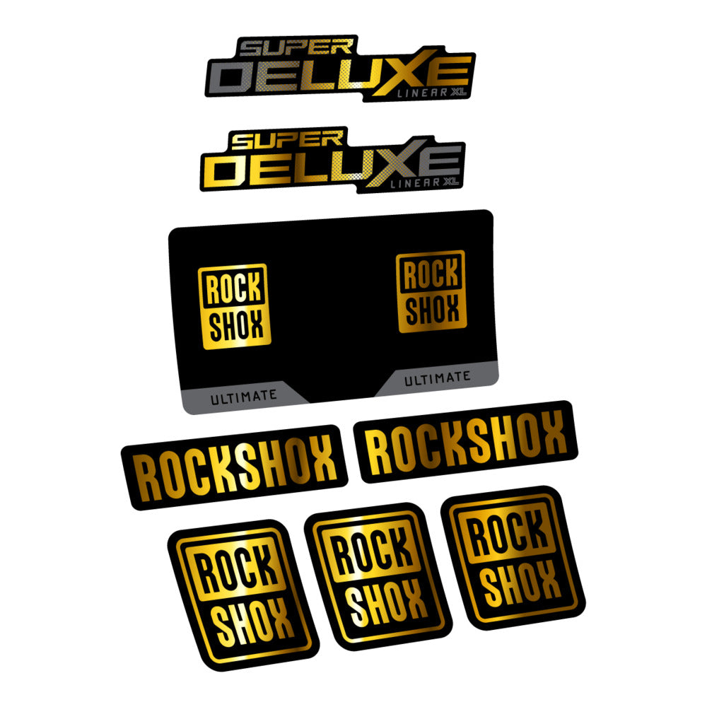 Stickers RockShox Super Deluxe Ultimate Flight Attendant 2027 compatibles - Autocollants amortisseur VTT