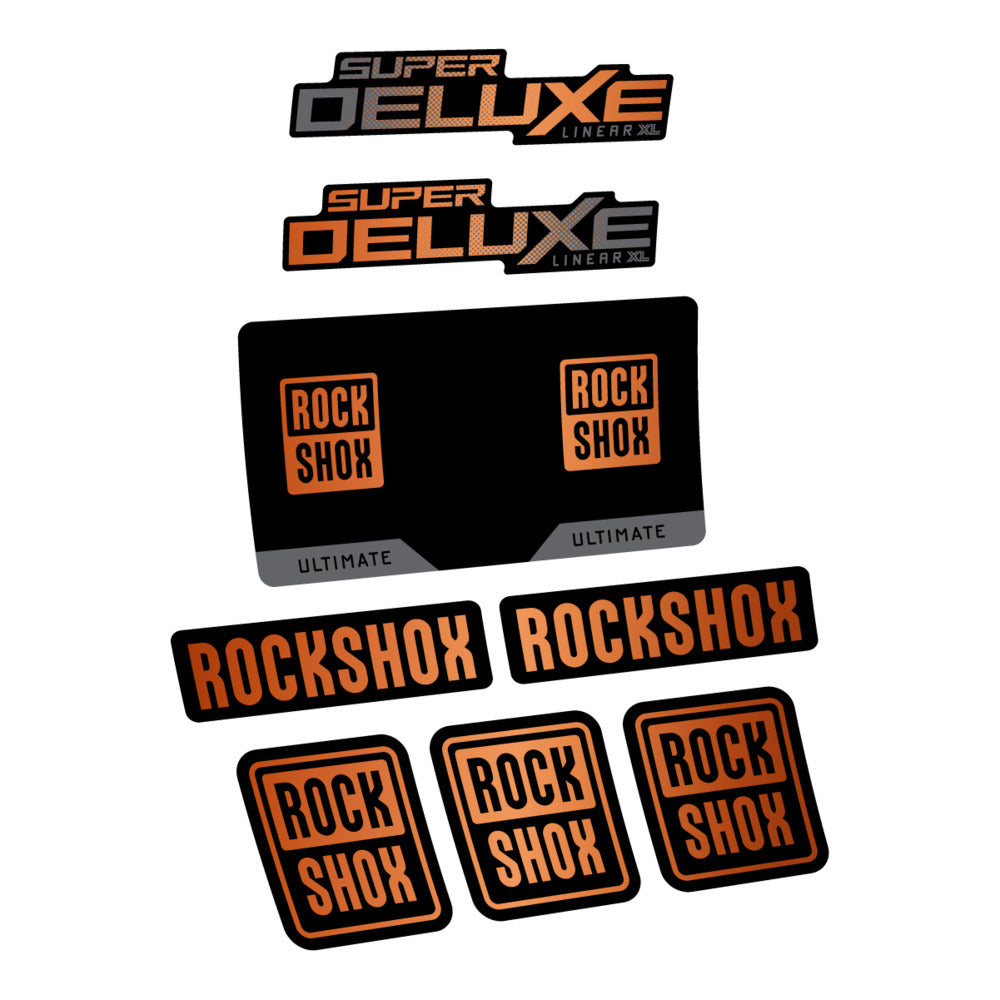 Stickers RockShox Super Deluxe Ultimate Flight Attendant 2027 compatibles - Autocollants amortisseur VTT
